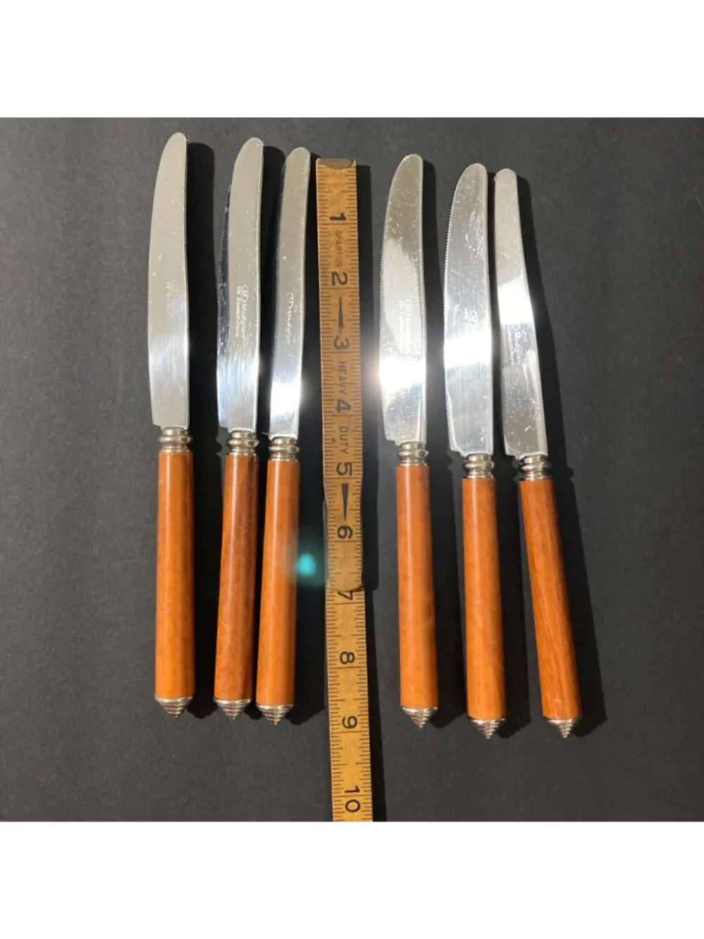 Set Of 6 Modigliani Stainless Steel Knives With Brown Handles